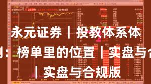 永元证券｜投教体系体验评测：榜单里的位置｜实盘与合规版